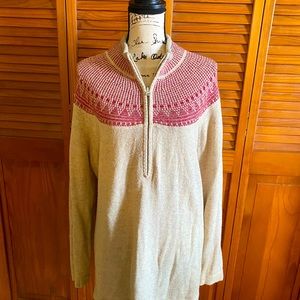 Wool rich tan & red sweater